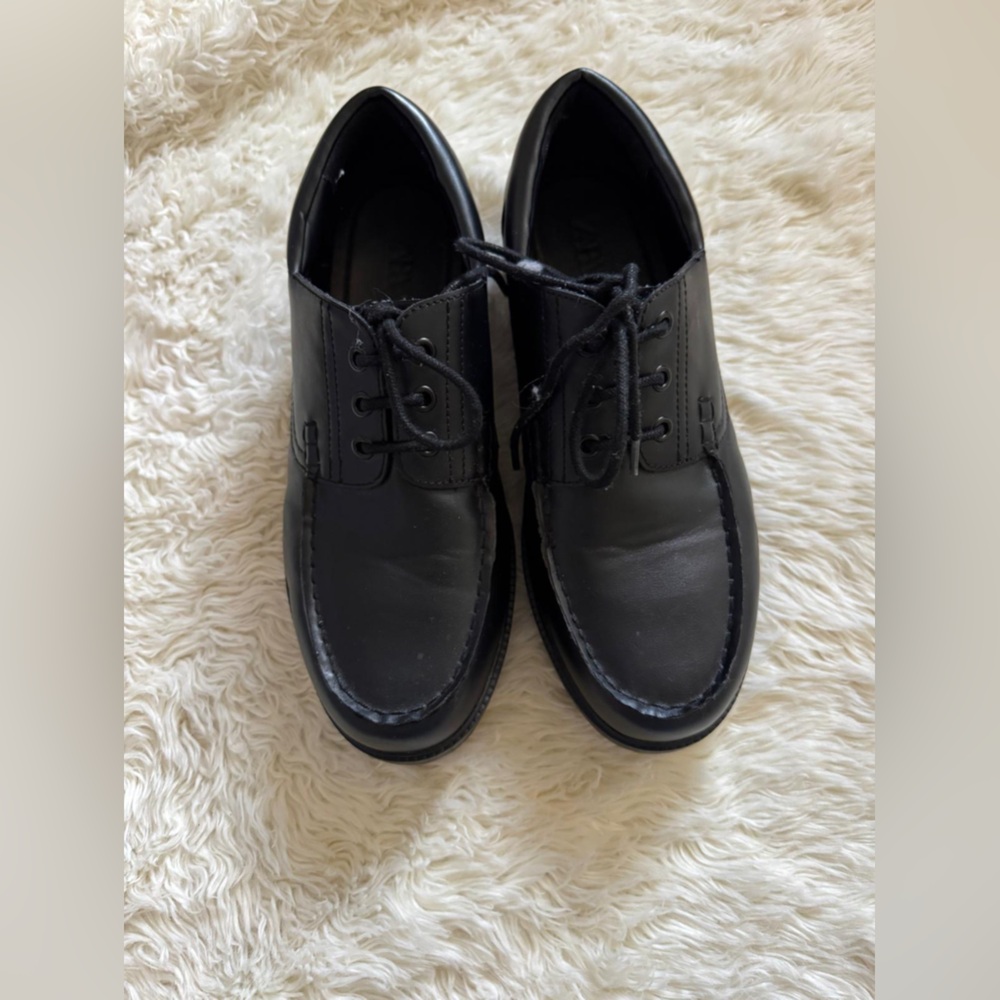 Zara Black Leather Women's Loafers